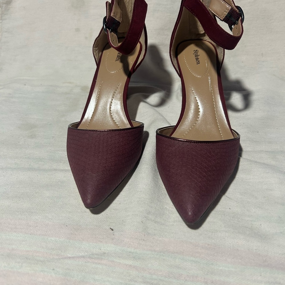 Style & Co. Maroon Ankle Strap Heels